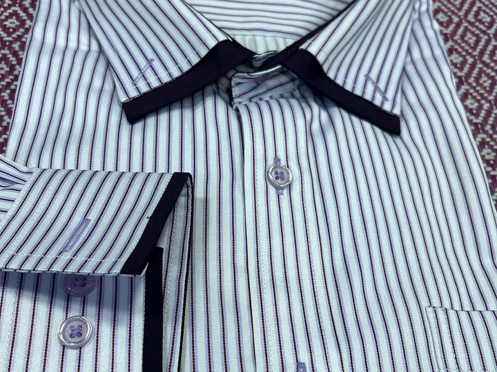 S. PREMIERE striped custom shirt detail