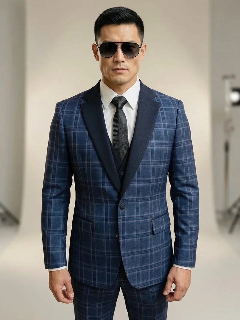 Blue plaid tailoring