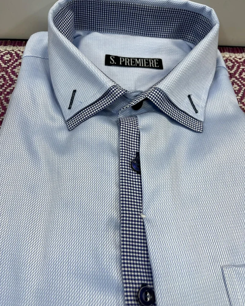S. PREMIERE custom shirt with checked contrast trim