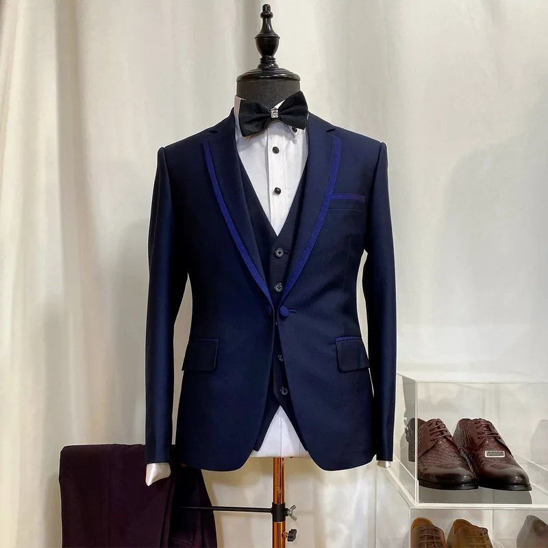 S. PREMIERE navy tuxedo with bow tie